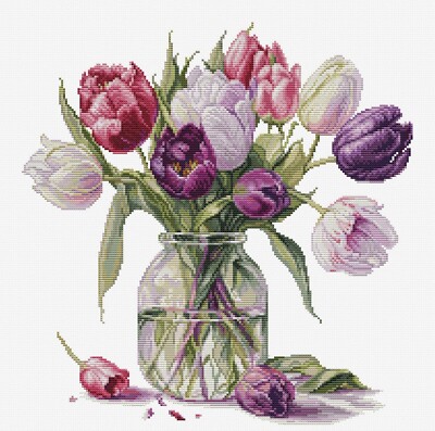 Bouquet of Tulips Cross Stitch Kit by Luca-S