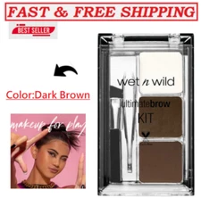 wet n wild Ultimate Eyebrow Makeup Kit,Long-Lasting Matte Brow Powder,Dark Brown