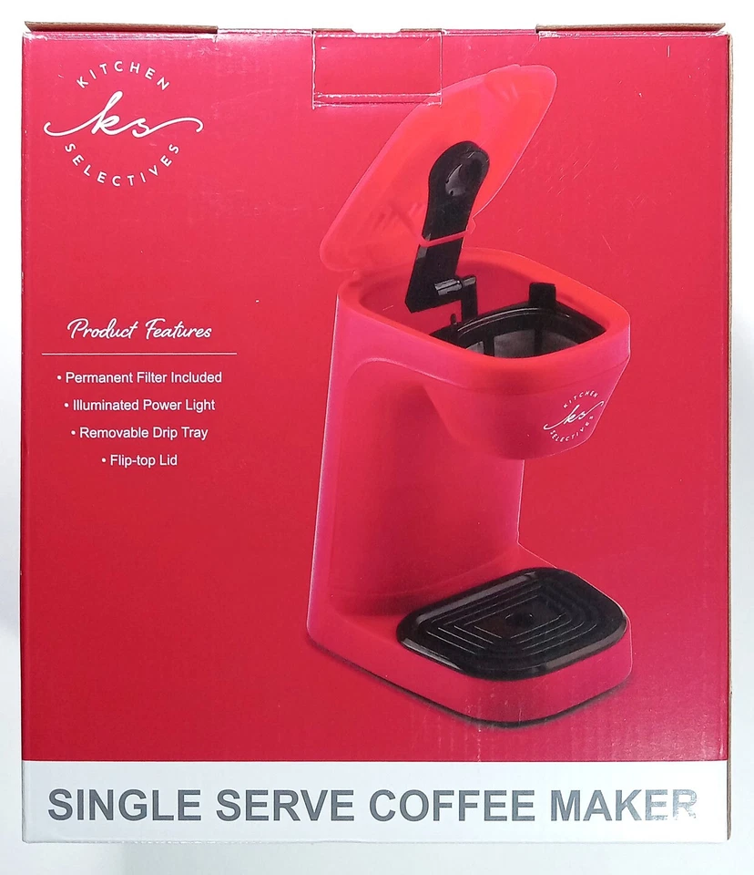 Cafetera eléctrica Kitchen Selectives roja de un solo servicio nueva Foto 3 de 4