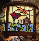 Tulips & Dragonfly Stained Glass Table Lamp, Wood- Art Nouveau Tiffany Inspired — photo 7