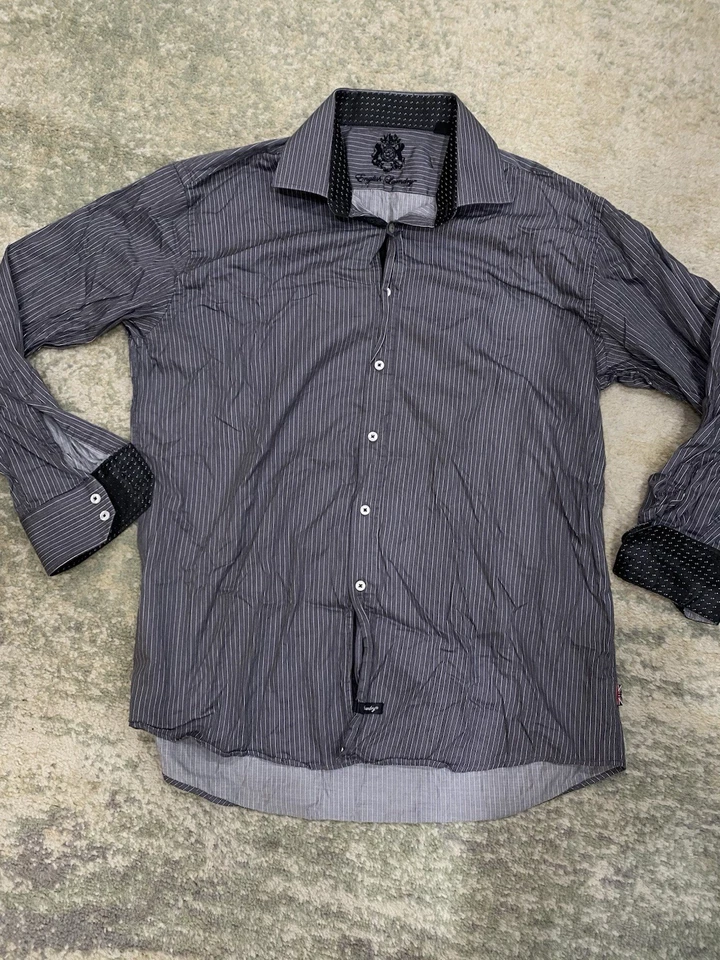 ЛОТ (3) Английская рубашка для стирки мужская 17,5 34/35 синие контрастные манжеты на пуговицах - Изображение 2 из 4