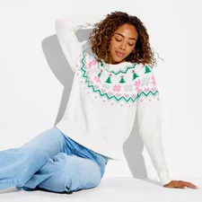 Women's Holiday Fair Isle Festive Graphic Sweater