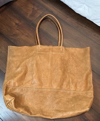 Banana Republic Paige Pinking Shears Leather Tote Market Bag Black
