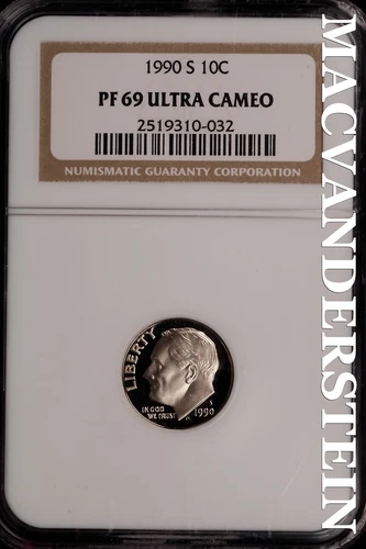 1990-S Roosevelt Dime - NGC PF 69 Ultra Cameo - Proof  Lustrous  #SLH537