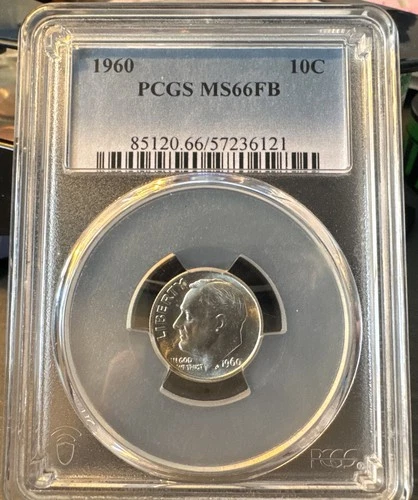 1960 Silver 10c MS66 FB PCGS Roosevelt Dime Blast White in Color!