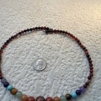 Handcrafted 7 Chakra beaded necklace with assorted gemstones 20in