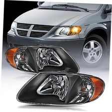 Headlight Assembly for 2001 2002 2003 2004 2005 Black Housing Amber Reflector