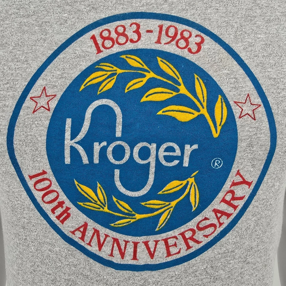 Camiseta gris vintage años 80 Screen Stars Kroger 100 aniversario 1883-1983 (S) Foto 2 de 4
