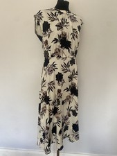 Rosemunde Copenhagen Cream Floral High Neck Sleeveless Dress UK 10 Eu 38