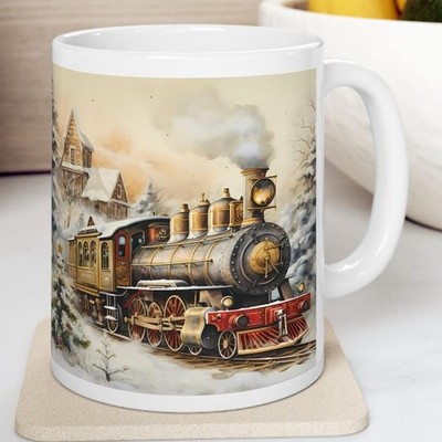 Dampfzug Weihnachten Express Becher 11 Unzen Keramik Kaffeetasse Geschenk süß lustig