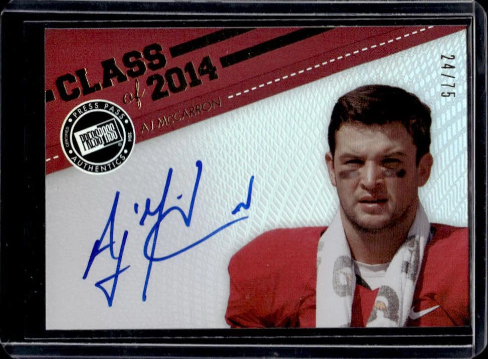 AJ McCarron Press Pass Gameday Gallery Primetime Players #AJM Autograph Holofoil Gold
