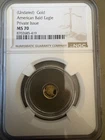 American Bald Eagle 9999 Fine Gold 1/500th Oz Coin NGC MS70 Private Issue
