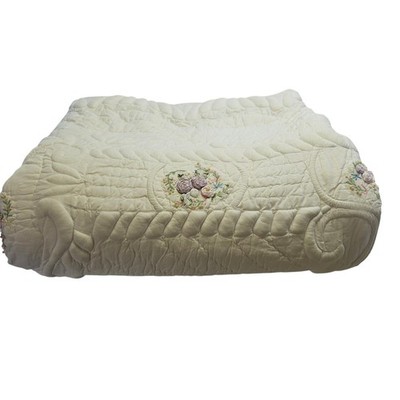 Gesteppte Tagesdecke JC Penney Home Collection Floral 90''x90'' King Size 1 Kissen 