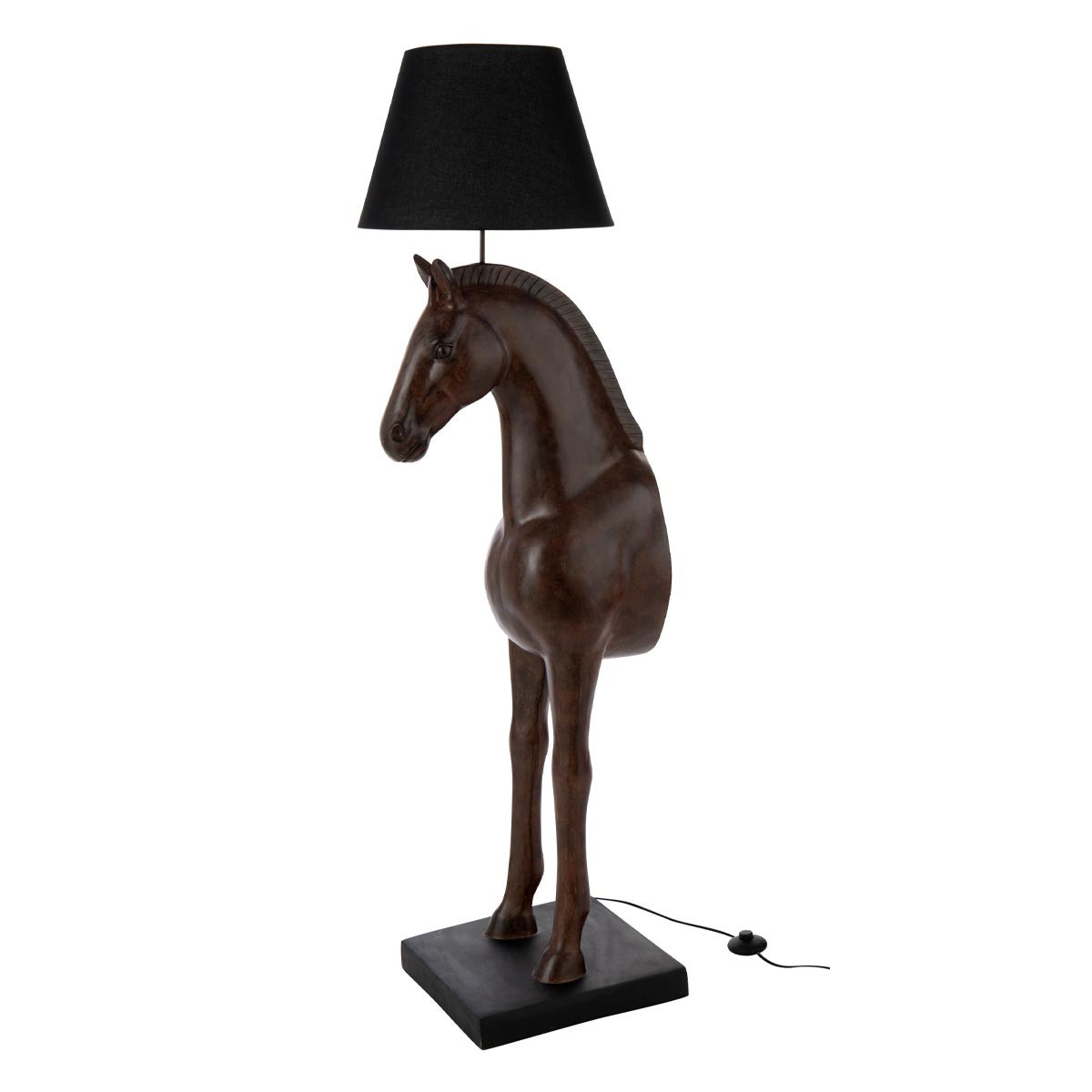 Lampadaire cheval Ronny grand luminaire salon 153cm marron