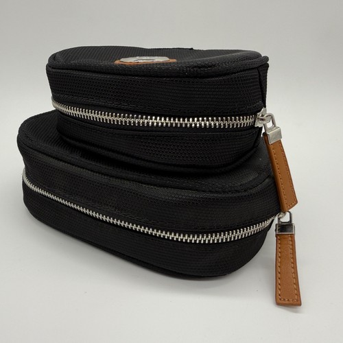 Set of 2 Joy Mangano 5" & 7" Black Travel Toiletry Cosmetics Hand Bags Zipper - Picture 4 of 9