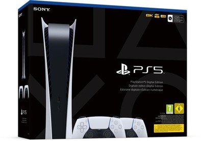 Sony PLAYSTATION 5 PS5 Konsole 825GB + 2 Dualsense Schlank Digital Edition White