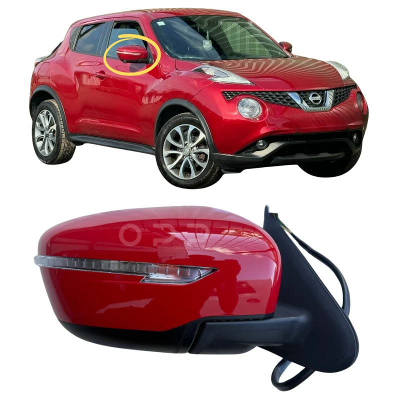 Espejo retrovisor puerta Nissan Juke pintado rojo 2014-2019 plegable eléctrico izquierdo o derecho Foto 2 de 4