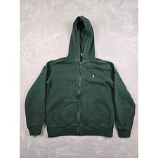 Polo Ralph Lauren Full Zip Hoodie Kids Size L 14-16 Green Yellow Pony Read