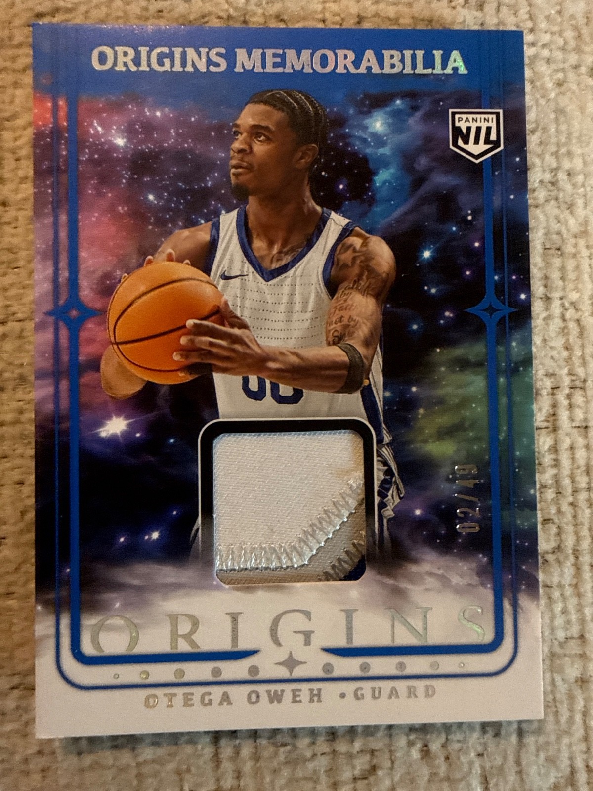 25-26 Panini Origins Memorbillia Blue Otega Oweh /49 Kentucky