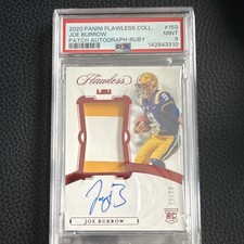 2020 Panini Flawless Joe Burrow #153 Rookie Patch Auto Ruby /20 PSA 9