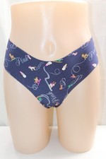 Victoria's Secret PINK No Show Cheeky Hipster Blue Reindeer Snowman Panties XS