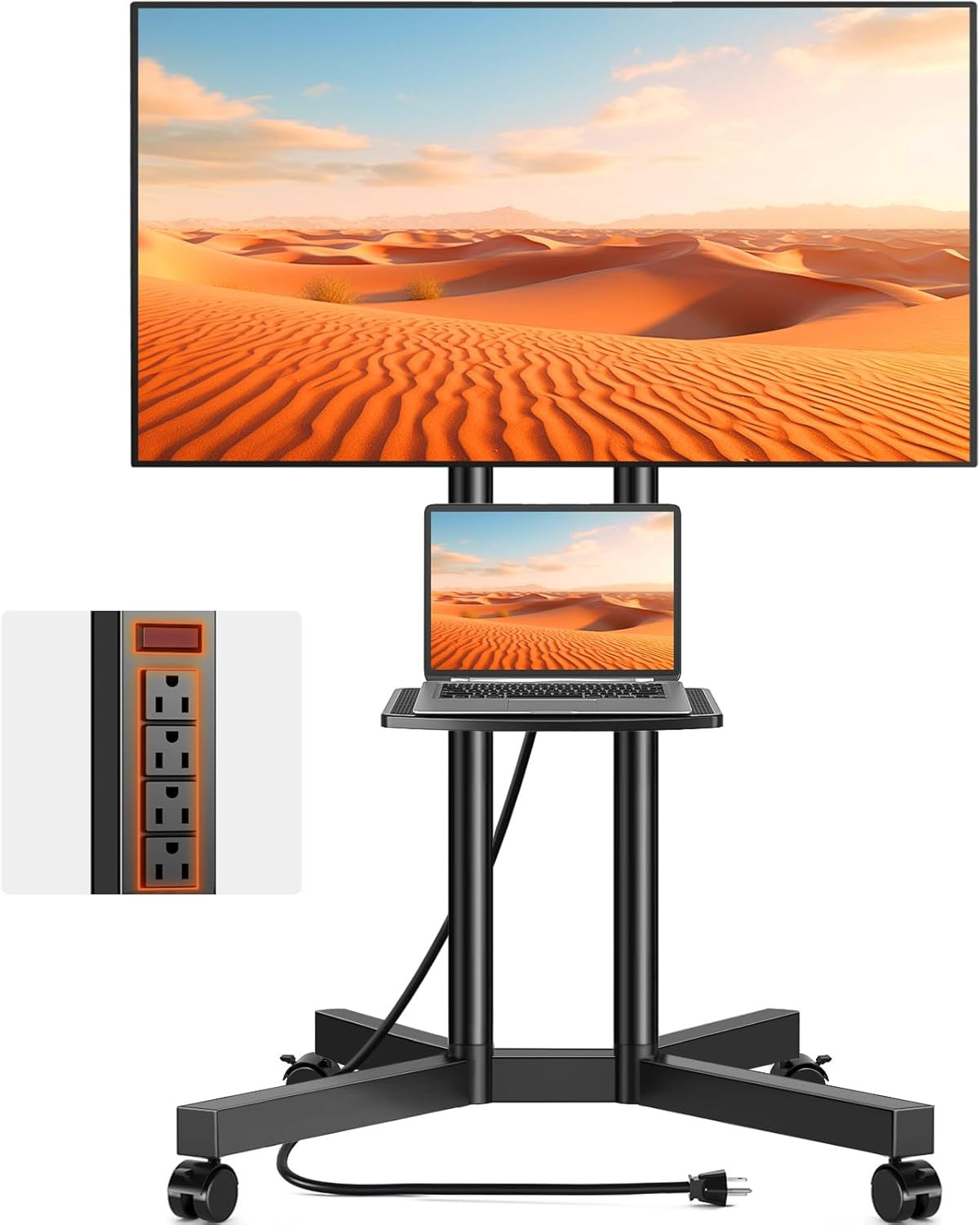 With Power Outlet For 32-75 Inch Lcd Led Oled Flat Curved Scree