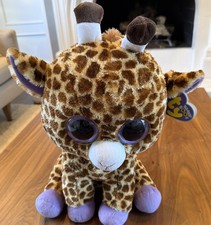 Ty Beanie Boos LARGE SAFARI GIRAFFE W/ PURPLE 17" Plush With Tags EUC JUMBO RARE
