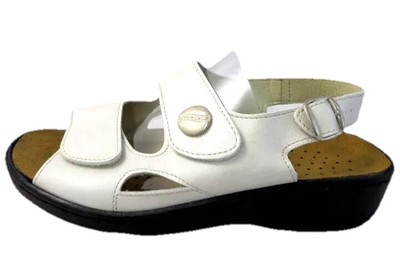 Hans Herrmann Collection Sandale Sandalette Bequem Damen Schuhe Leder perle 42 8