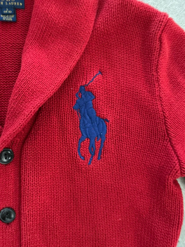 Polo Ralph Lauren Varsity Letterman Sports Cardigan Sweater Kids XL 14 16 - Image 2 of 4