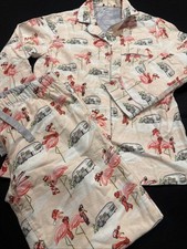 Nick  Noras Flannel Pajama Set Women's Sz Sm Flamingo Airstream Winter Holiday