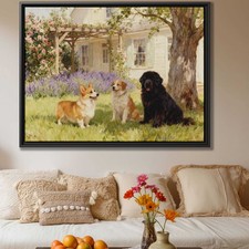 Corgi Dog Canvas Print Oil Painting Labrador Wall Art Pet Lover Home Decor