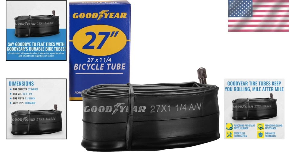 Durable 27-Inch Butyl Rubber Bicycle Tube with Schrader Valve for Smooth Rides - Image 2 of 4