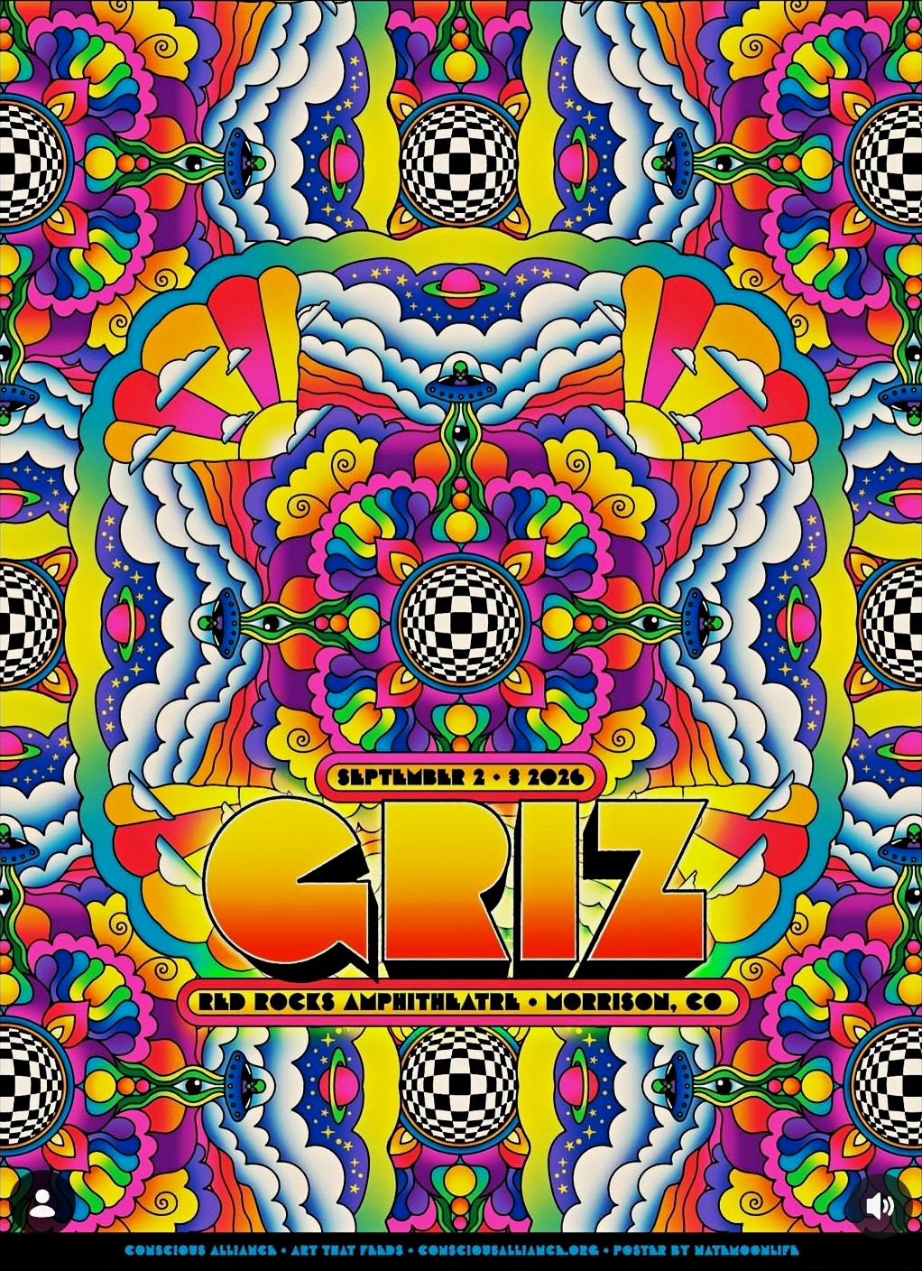 Sept 2-3 Concert Poster Red Rocks Amphitheatre Morrison, Co Conscience A
