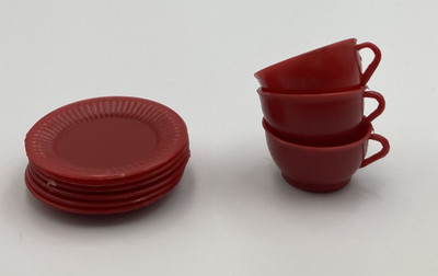 PEDIGREE SINDY - rote Tasse und Untertassen ORIGINAL 70er VINTAGE
