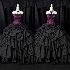 Gothic Wedding Dresses Rushing Off Shoulder Dress Puffy TieredBridal Gowns
