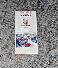 RARE VINTAGE CIRCA 1950'S OSCEOLA REFINING OIL CO MICHIGAN ROAD MAP REED CITY MI