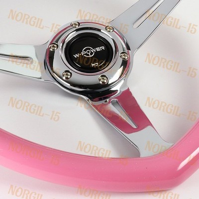 JDM Pink Heart Shaped Racing Steering Wheel Universal Car ABS