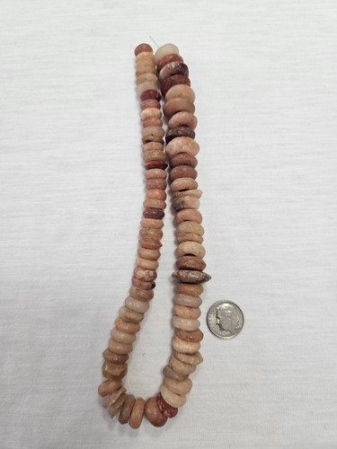 Ancient Mali Quartz Stone Disk Beads 15" Strand 74pc Graduated Disks 7-15mm