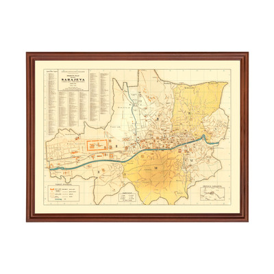 Old Map of Sarajevo 1932 - Vintage Bosnia Art Wall Decor Pri