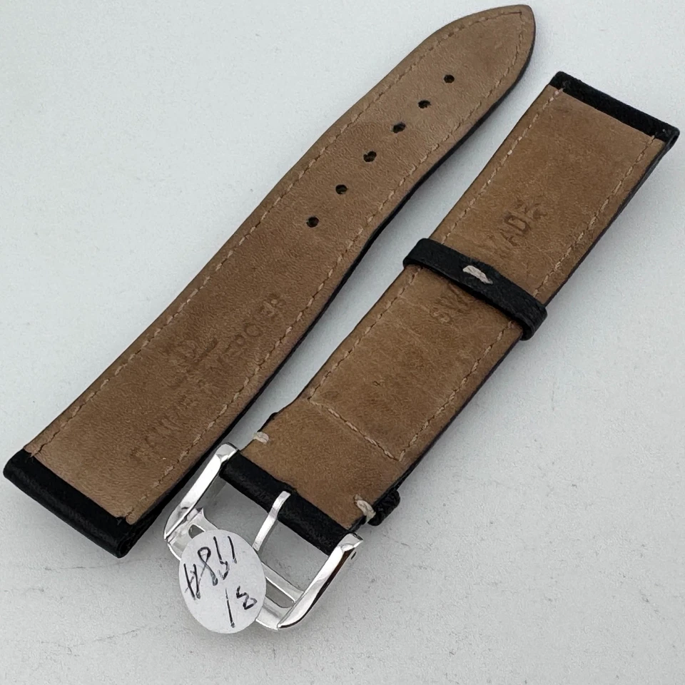 Original Baume &Mercier Genuine Leather Watch Band Strap~Black~18mm~Silver Clasp - Image 3 of 4