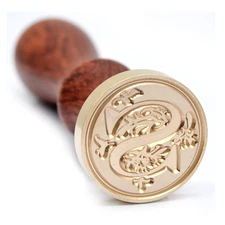 Medieval Initial Alphabet Sealing Wax Stamp, Brass Head, Wooden Handle - Letter