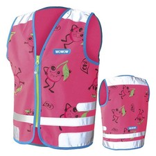 WOWOW - Pink Hi Vis Reflective Vest for Kids | Comic Veggie Outdoor Gilet