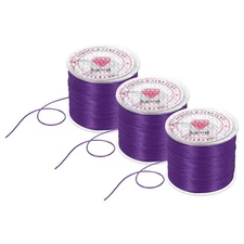 3 Rolls Elastic String for Bracelets, 0.8mm Stretch Bead Cord Purple, 100m