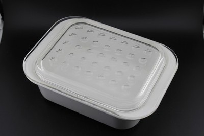 Corningware MC-1-B Casserole Dish w/ Pyrex MC-1-C Dimple Bubble Glass Lid AS IS