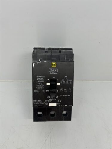 Square D Circuit Breaker 100A 3 Pole 480Y/277V 50/60Hz EJB34100 New Pull
