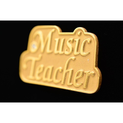 Vintage Music Teacher Pin Brooch Brushed Gold Faithful Creations Signed BinAJ - Afbeelding 3 van 12