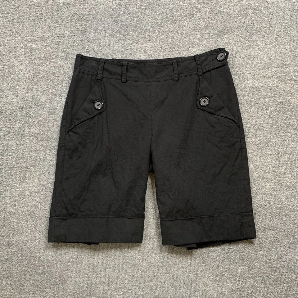 Bermudas Robert Rodriguez Shorts Mujer 10 Negras Lino Mezcla Algodón Bolsillos Forrados Foto 2 de 4