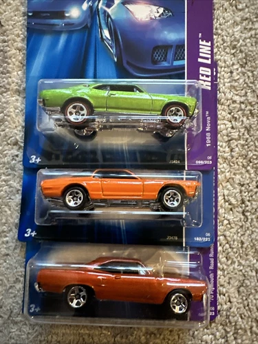 Hot Wheels 3 SET ‘68 NOVA REDLINE COUGAR ROAD RUNNER Kmart Exclusive 2006-7