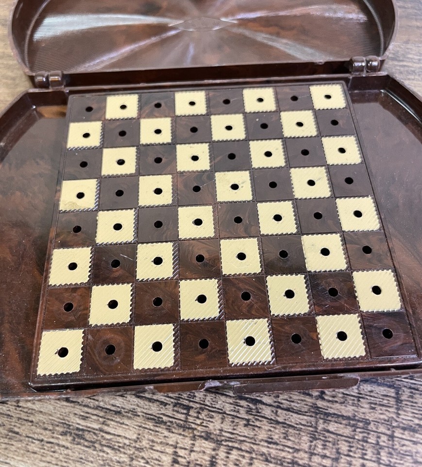 Vintage E.S. Lowe Co. Travel Chess Pocket Celluloid Case Only No Pieces