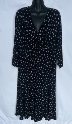 Lauren Ralph Lauren Womens Black/White V-neck Dress Size 14W NWOT